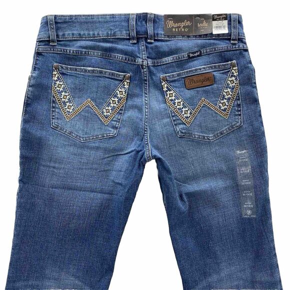 Wrangler Ladies Jeans 13x32 Blue Retro Sadie Low Rise Medium Fade Denim Bootcut - Picture 9 of 13